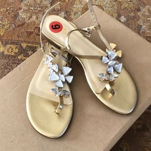 Kate Spade Gold Sandals with Gems retails for $260